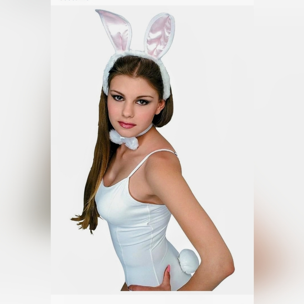 New Halloween Rubie's White Playboy Bunny Costume Accessories Set Cosplay